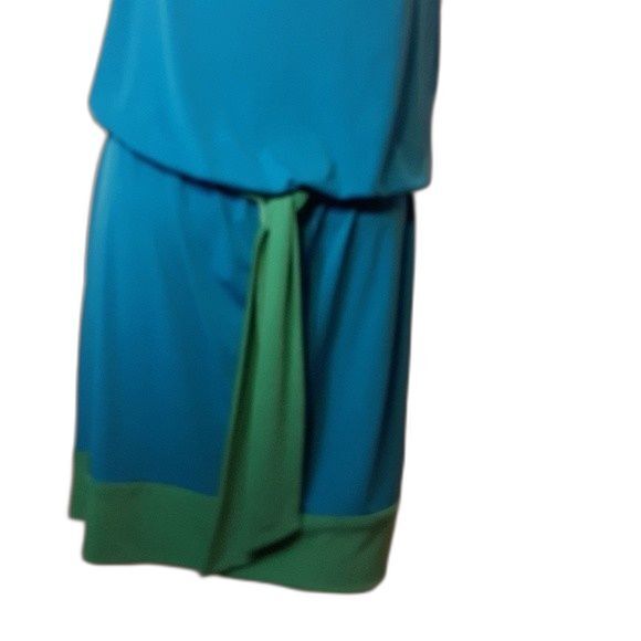 laundry by design blue green mini dress m colorblock mod summer dress - Picture 2 of 7